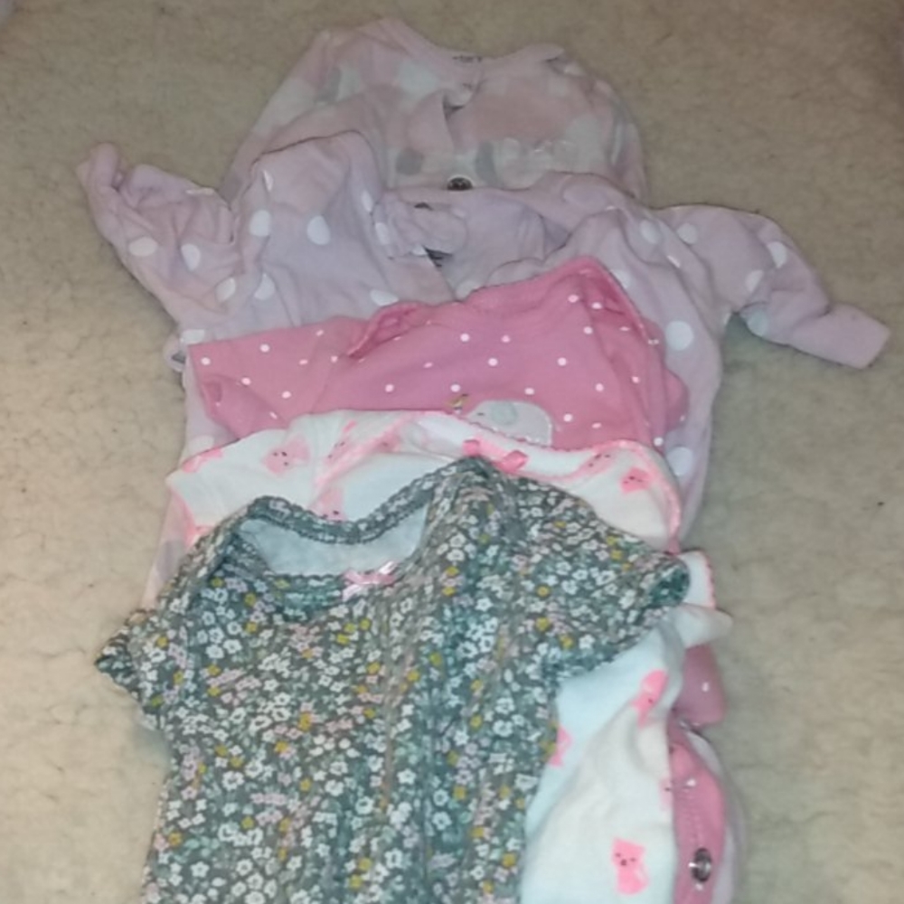 5pc NB girl shirts and Onesies